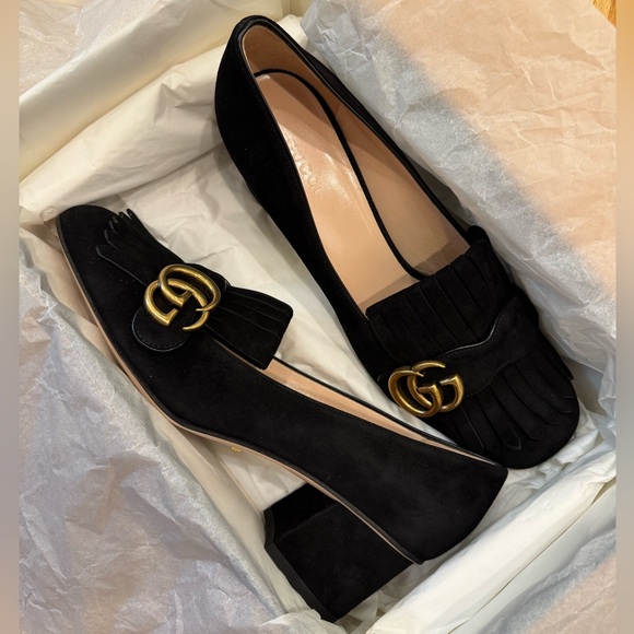 NEW IN BOX Gucci Suede Heeled Loafer Size 39.5 - Picture 1 of 9